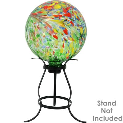 Sunnydaze Indoor/Outdoor Artistic Gazing Globe Glass Garden Ball for Lawn, Patio or Indoors - 10" Diameter - Green Image 2