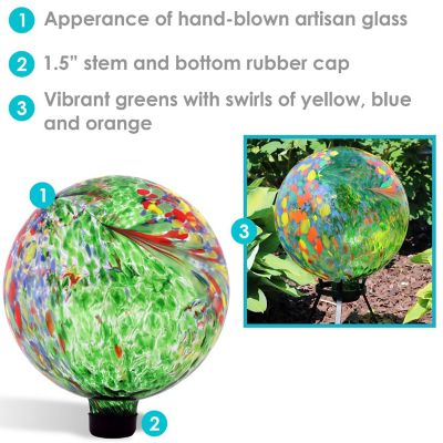 Sunnydaze Indoor/Outdoor Artistic Gazing Globe Glass Garden Ball for Lawn, Patio or Indoors - 10" Diameter - Green Image 3