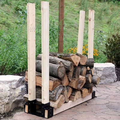 Sunnydaze Indoor/Outdoor Powder-Coated Steel Adjustable Length Fire Pit or Fireplace Firewood Log Bracket Kit - Black - 1 Pair of Brackets Image 3