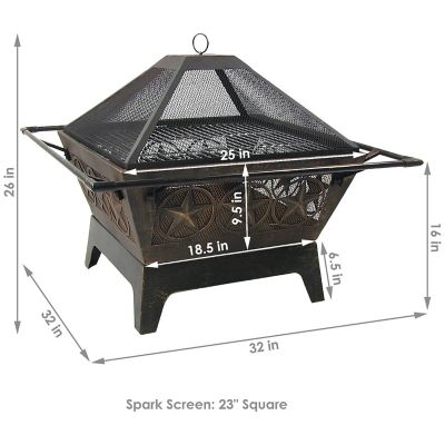 Sunnydaze Outdoor Camping or Backyard Steel Northern Galaxy Fire Pit with Cooking Grill Grate, Spark Screen, and Log Poker - 32" Image 2