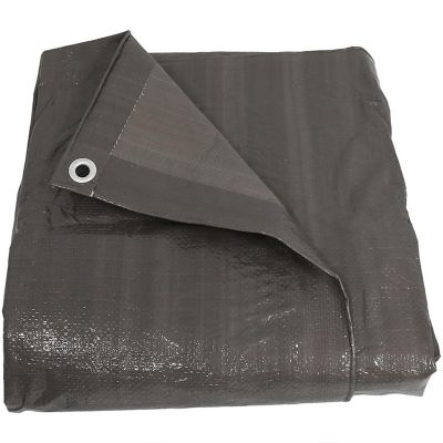 Sunnydaze Outdoor Heavy-Duty Multi-Purpose Plastic Reversible Protective Tarp Cover - 8' x 10' - Dark Gray Image 1
