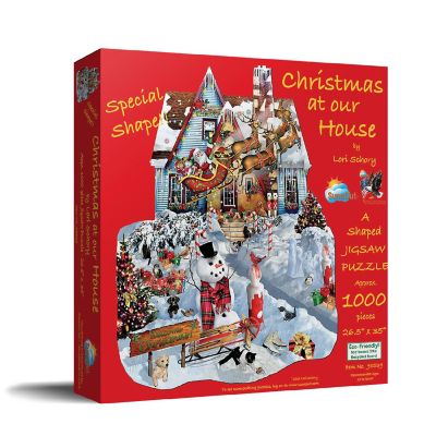 Sunsout Christmas at Our House 1000 pc Special Shape Jigsaw Puzzle Image 1