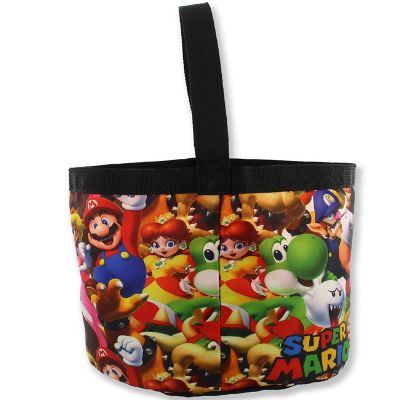 Super Mario Brothers Collapsible Nylon Gift Basket Bucket Toy Storage Tote Bag (One Size, Black/Multi) Image 2