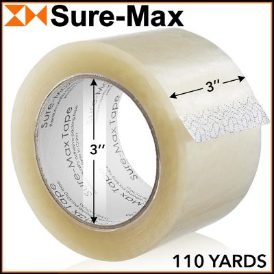 Sure-Max 12 Rolls 3" Extra-Wide Clear Shipping Packing Moving Tape 110 yard/330' ea -2mil Image 2