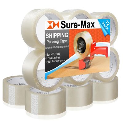 Sure-Max 12 Rolls Clear Box Sealing Packing Tape Shipping - 2 mil 2" x 55 Yards (165') Image 1