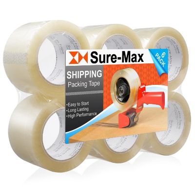 Sure-Max 6 Rolls 3" Extra-Wide Clear Shipping Packing Moving Tape 110 yard/330' ea - 2mil Image 1