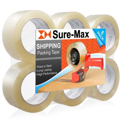 Sure-Max 6 Rolls Carton Sealing Clear Packing Tape Box Shipping - 2 mil 2" x 110 Yards Image 1