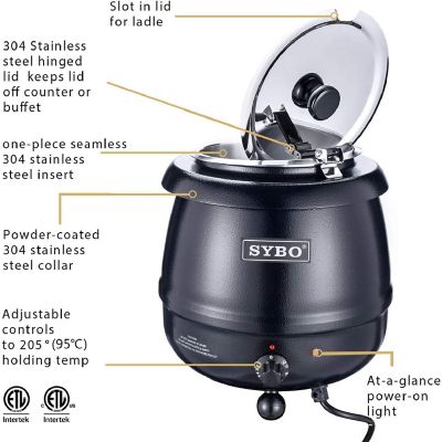 SYBO SB-6000 Soup Kettle with Hinged Lid and Detachable Stainless Steel Insert Pot Image 1