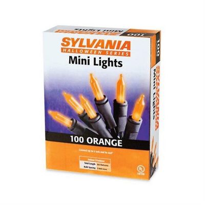 Sylvania Indoor Outdoor Halloween String Lights, 100 Orange Mini Bulbs, Black Wire, 20.5' Lighted Length Image 1