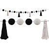 Teacher Created Resources Black and White Pom-Poms and Tassels Garland, Pack of 3 Image 1