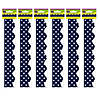 Teacher Created Resources Navy Polka Dots Scalloped Border Trim, 35 Feet Per Pack, 6 Packs Image 1