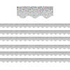 Teacher Created Resources Silver Sparkle Scalloped Border Trim, 35 Feet Per Pack, 6 Packs Image 1