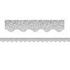 Teacher Created Resources Silver Sparkle Scalloped Border Trim, 35 Feet Per Pack, 6 Packs Image 1