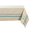 Teal French Stripe Tablecloth 60X84 Image 1