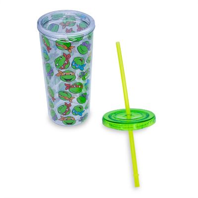 Teenage Mutant Ninja Turtles Allover Faces Carnival Cup With Lid and Straw Image 1