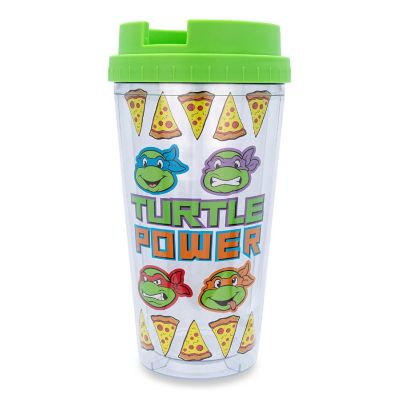 Teenage Mutant Ninja Turtles Pizza Slices Plastic Travel Tumbler  16 Ounces Image 1