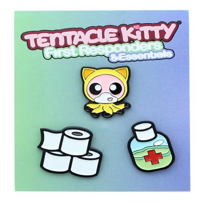Tentacle Kitty First Responders & Essentials  Pandemic Prepareness Pin Pack Image 1