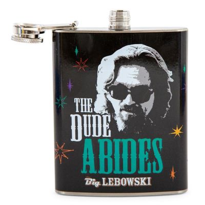 The Big Lebowski "The Dude Abides" Stainless Steel Flask  Holds 7 Ounces Image 1
