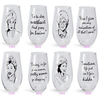 The Golden Girls Stemless Wine Glass Collectible Set of 4 Each Holds 16 Ounces Image 1