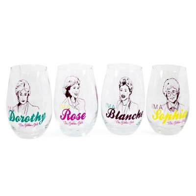 The Golden Girls Stemless Wine Glass Collectible Set of 4  Each Holds 20 Ounces Image 1