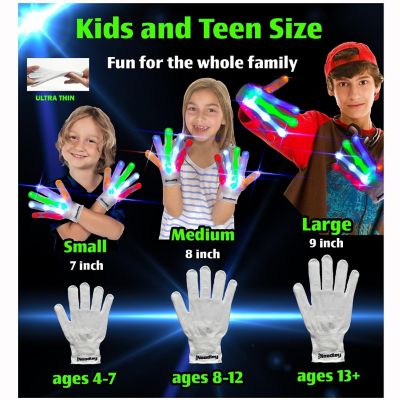 The Noodley LED Light Up Gloves for Kids (Large, White) Image 3