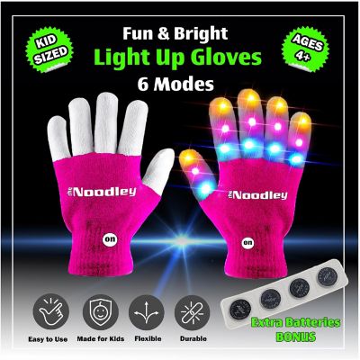 The Noodley LED Light Up Gloves for Kids (Small, Pink) Image 1