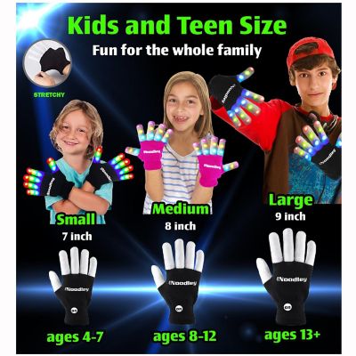 The Noodley LED Light Up Gloves for Kids (Small, Pink) Image 3