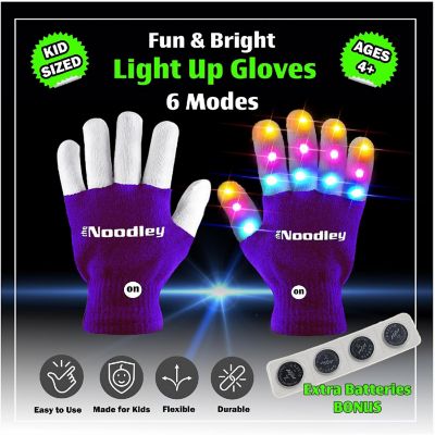The Noodley LED Light Up Gloves for Kids (Small, Purple) Image 1