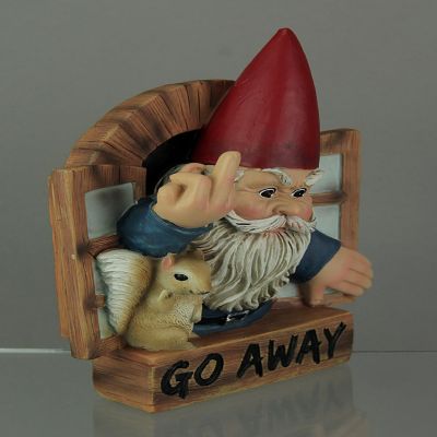 Things2Die4 Grumpy Gnome and Squirrel Rude Gesture Go Away Wall Hanging Image 1