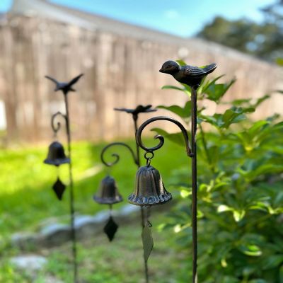 Things2Die4 Set of 3 Metal Humming Bird Butterfly Garden Stake Bell Outdoor Decor Yard Art Image 3