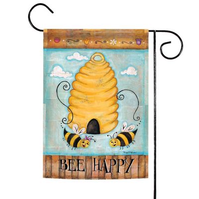 Toland Home Garden 12.5" x 18" Bee Happy Garden Flag Image 1