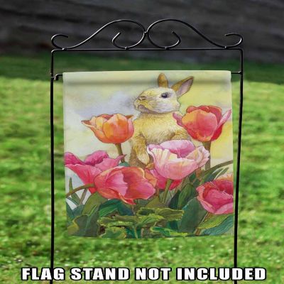 Toland Home Garden 12.5" x 18" Bunny Tulip Garden Flag Image 2