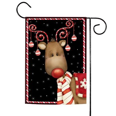 Toland Home Garden 12.5" x 18" Candy Cane Reindeer Garden Flag Image 1