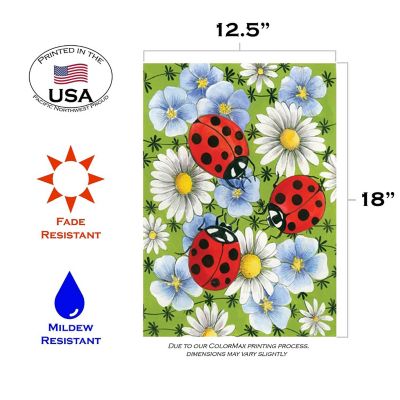 Toland Home Garden 12.5" x 18" Flowers & Ladybugs Garden Flag Image 1