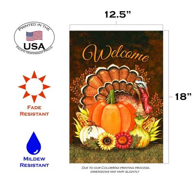 Toland Home Garden 12.5" x 18" Harvest Turkey Garden Flag Image 1