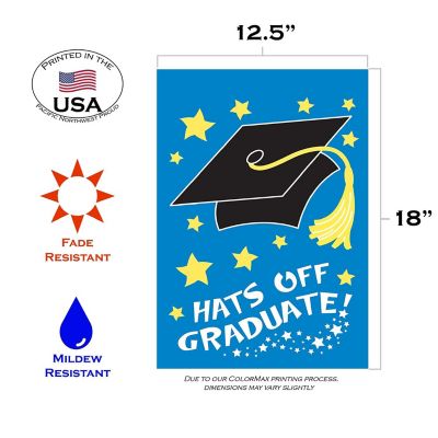 Toland Home Garden 12.5" x 18" Hats Off Graduation Garden Flag Image 1