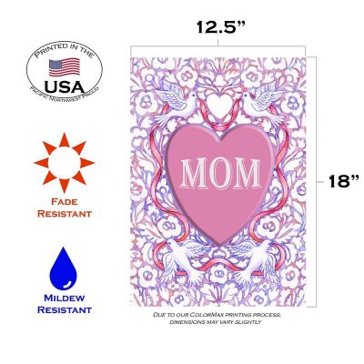 Toland Home Garden 12.5" x 18" Mom Heart Garden Flag Image 1