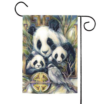 Toland Home Garden 12.5" x 18" Panda Family Garden Flag Image 1