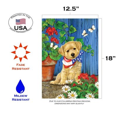 Toland Home Garden 12.5" x 18" Patriotic Puppy Garden Flag Image 1