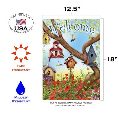 Toland Home Garden 12.5" x 18" Poppies & Birdhouses Garden Flag Image 1