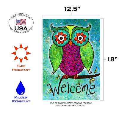 Toland Home Garden 12.5" x 18" Rainbow Owl Garden Flag Image 1