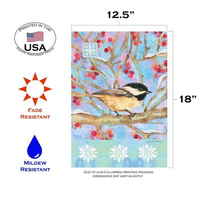 Toland Home Garden 12.5" x 18" Winter Woods Chickadee Garden Flag Image 1
