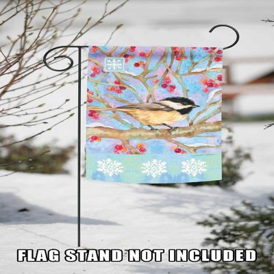 Toland Home Garden 12.5" x 18" Winter Woods Chickadee Garden Flag Image 2