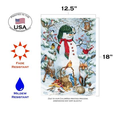 Toland Home Garden 12.5" x 18" Woodland Snowman Garden Flag Image 1
