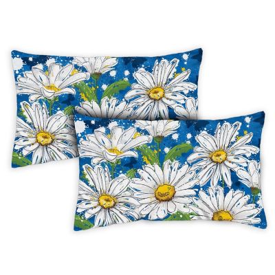 Toland Home Garden 18" x 18" Painted Daisies 12 x 19 Inch Indoor/Outdoor Pillow Case Image 1
