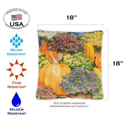 Toland Home Garden 18" x 18" Pumpkins & Mums 18 x 18 Inch Indoor/Outdoor Pillow Case Image 1