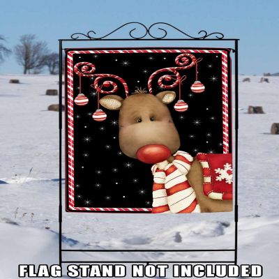 Toland Home Garden 28" x 40" Candy Cane Reindeer House Flag Image 2