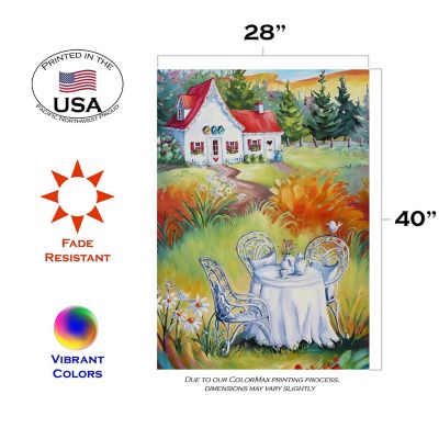 Toland Home Garden 28" x 40" Cottage Tea Party House Flag Image 1