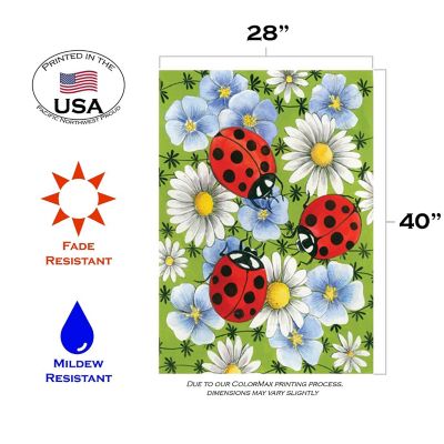 Toland Home Garden 28" x 40" Flowers & Ladybugs House Flag Image 1