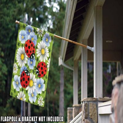 Toland Home Garden 28" x 40" Flowers & Ladybugs House Flag Image 2